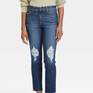 Universal Threads High Rise Slim Straight Distressed Jeans